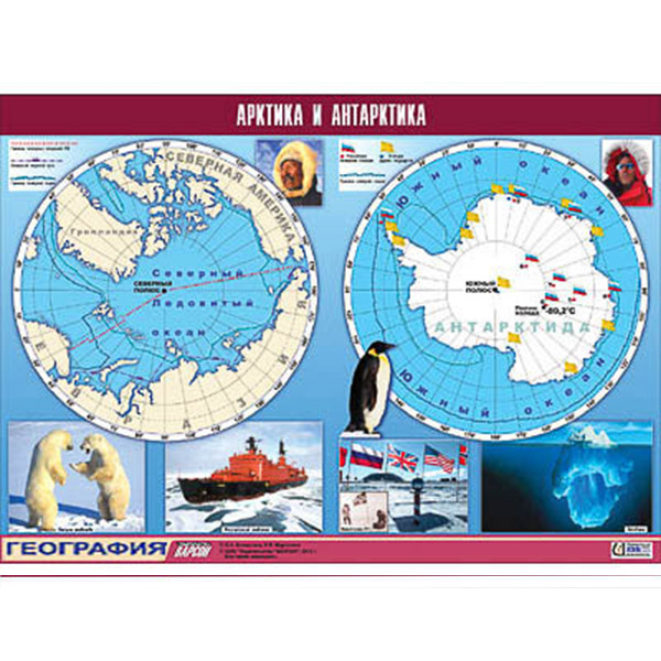 Таблица демонстрационная "Арктика и Антарктика" (винил 100х140) Артикул: 10819