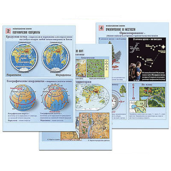 Комплект таблиц по географии раздат. "Изображение Земли" (цвет., лам., 8 шт.) Артикул: 7701