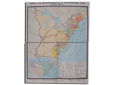 Учебная карта "Война за независимость и образование США (1775-1783)" (матовое, 2-стороннее лам.) Артикул: 5522